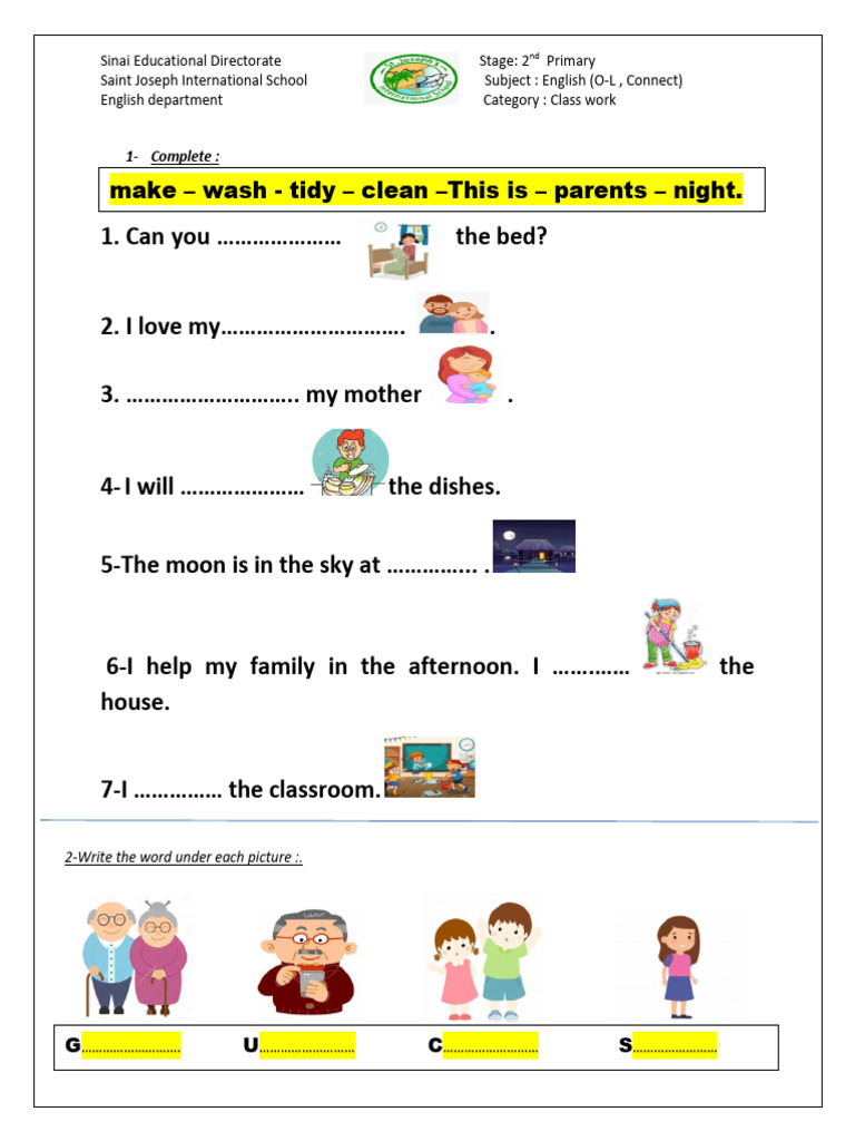 2nd Grade English Class Work Activities | PDF | Language Arts ...
