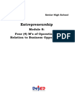 Entrep q2 Mod8 Four Ms of Operation in Relation To Business Opportunity