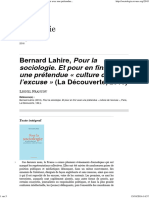 Bernard Lahire Pour La Sociologie Et Pou