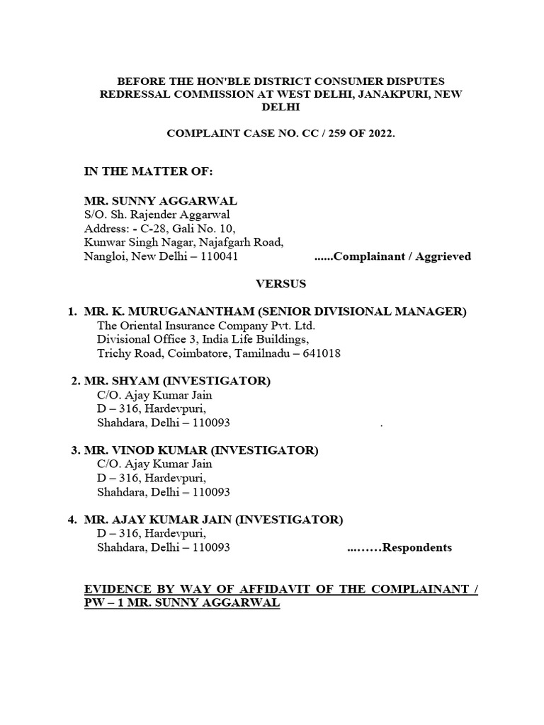 affidavit-by-the-way-of-evidence-oriental-insurance-pdf-damages