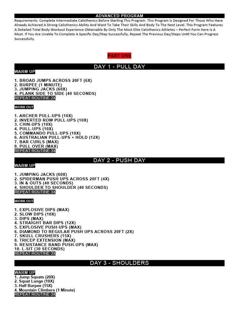 Advanced Program | PDF | Strength Training | Physical Fitness