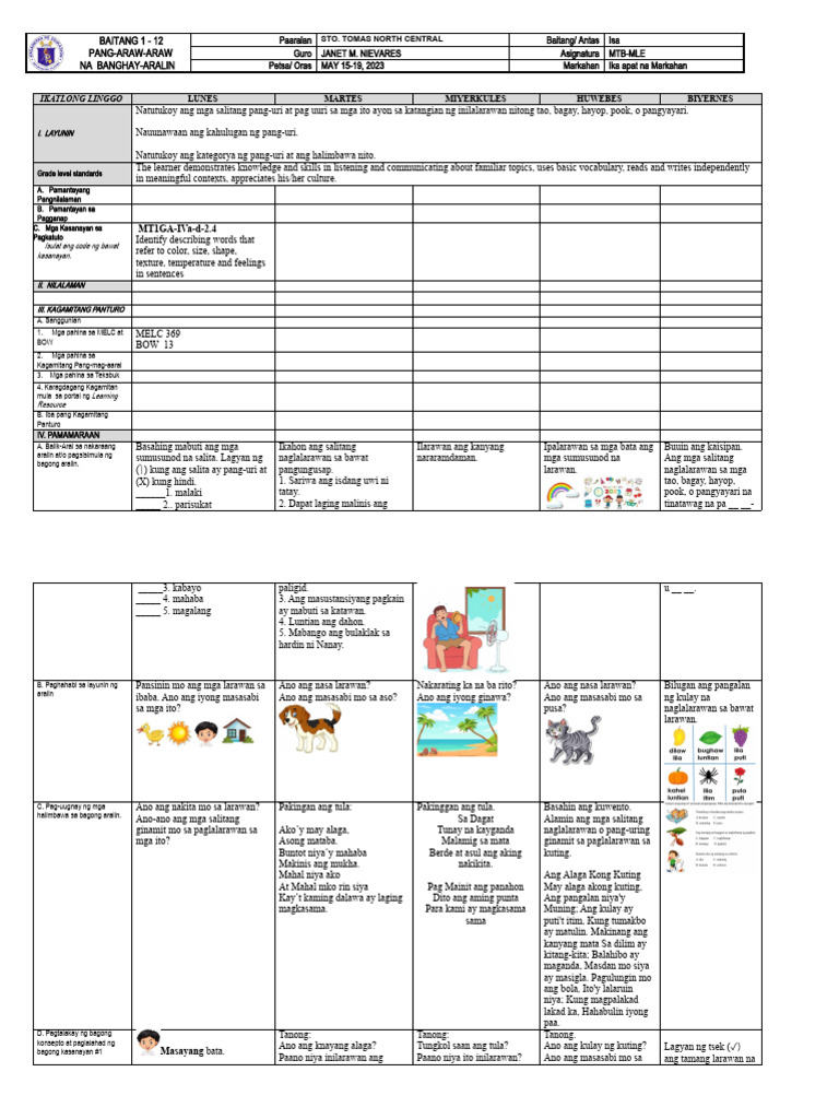 Mtb-Mle 1 Week 3 4th Q | PDF
