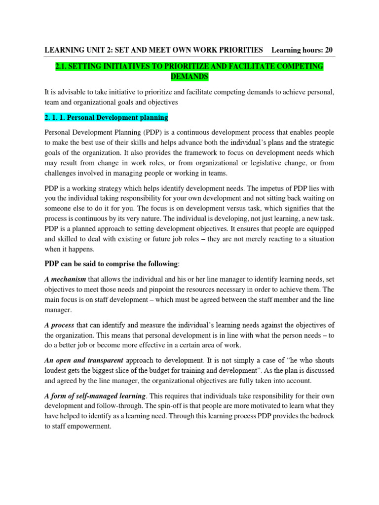Set and Meet Own Work Priorities | PDF | Personal Digital Assistant ...