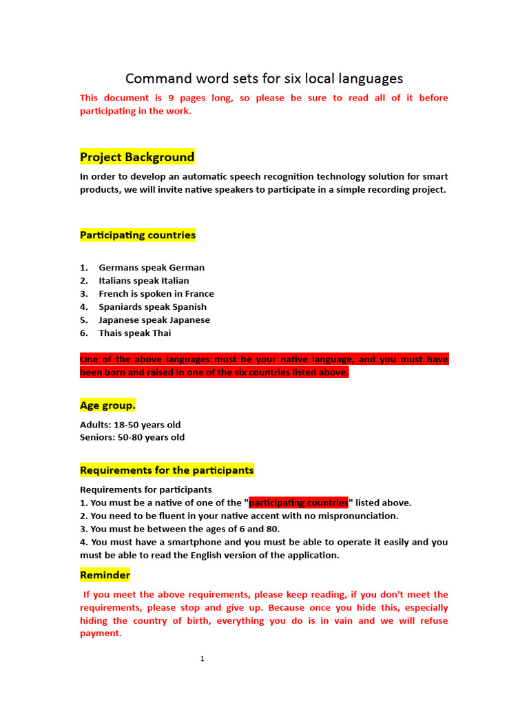 Command Word Sets For Six Local Languages | PDF | Google Play | Computing