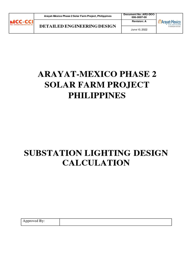 Substation Lighting Design for Solar Farm | PDF | Quantity | Light