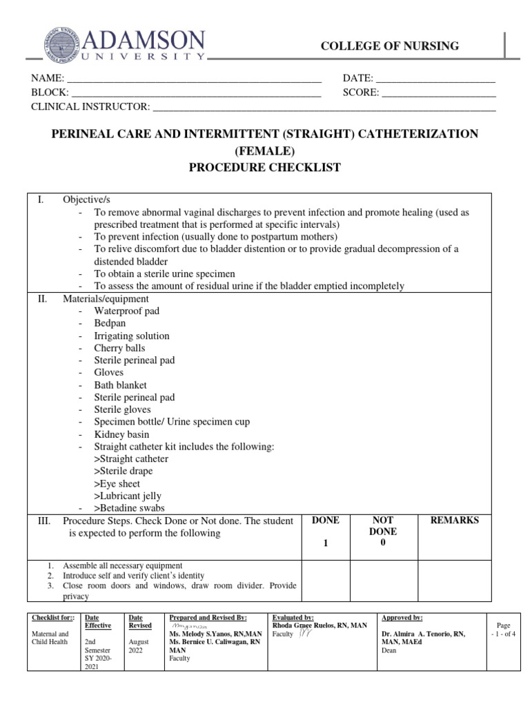 Maternal Health Procedure Checklist | PDF | Medical Specialties ...