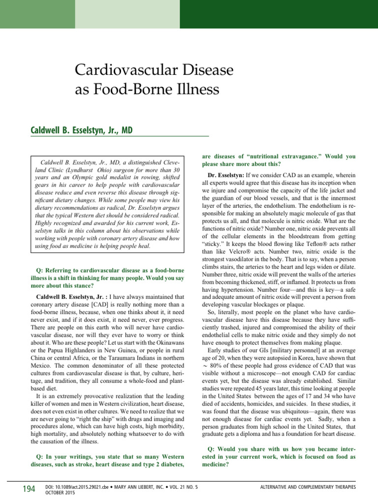 Cardiovascular Disease PDF Atheroma Endothelium