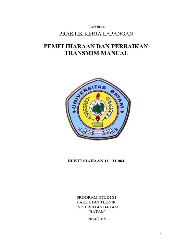 Laporan PKL Pemeliharaan Dan Perbaikan Transmisi Manual Mobil | PDF