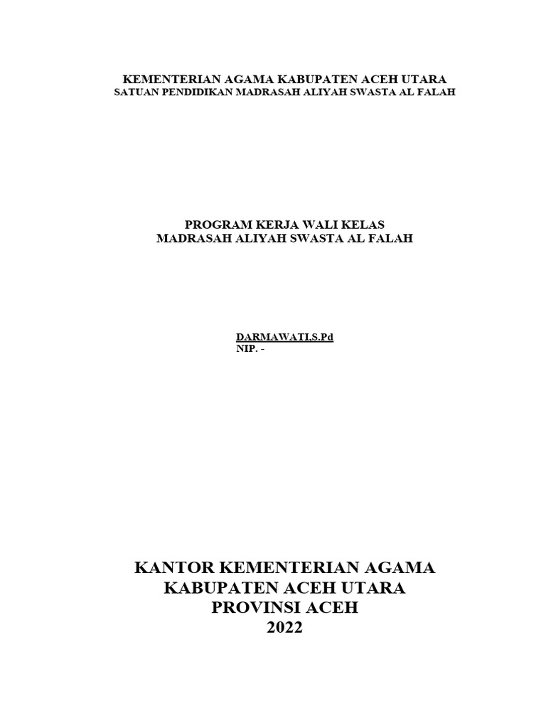 Cd Cover Program Kerja Wali