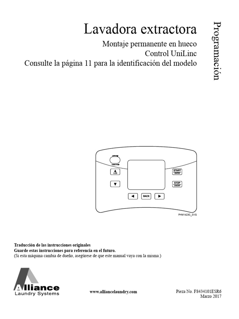 Unimac Modelo UW105T3VQU4POR Manual PDF Lavadora Agua