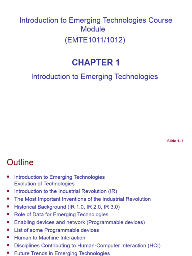 Chapter - 1 - Introduction To Emerging Technologies | PDF | Human ...