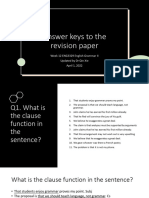 Answer Keys To The Revision Paper