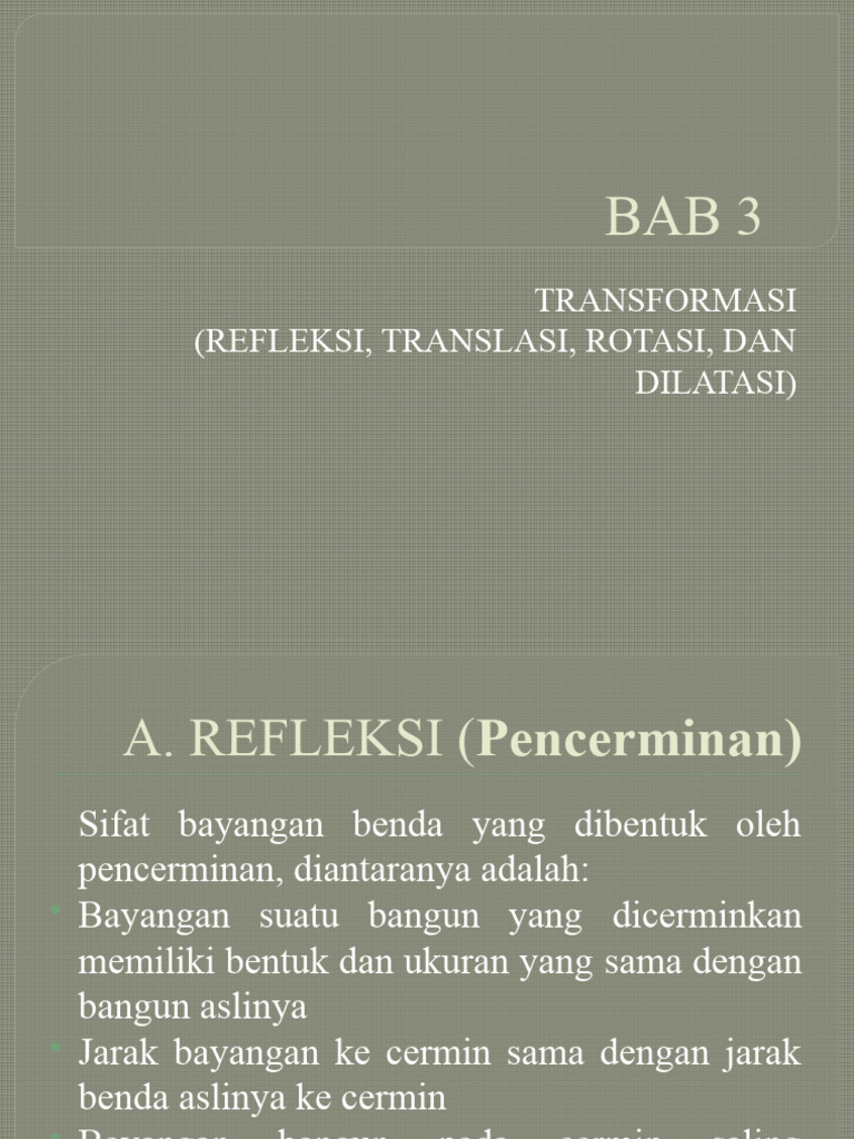 Transformasi Geometri: Refleksi dan Translasi | PDF