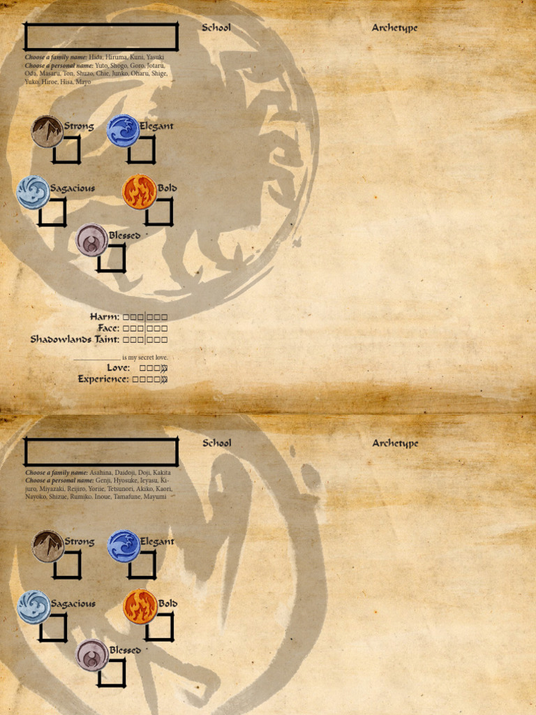 Character Template PDF