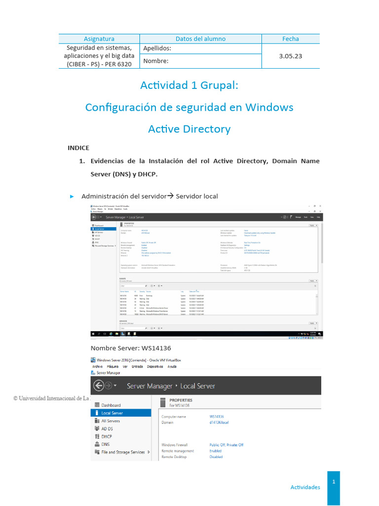 Configuración de Seguridad en AD y GPO | PDF | Directorio Activo ...