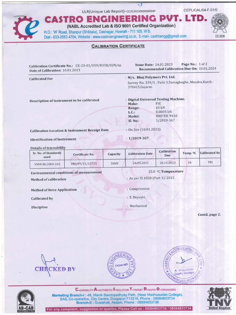 Universal Testing Machine Calibration | PDF | Calibration | Probability