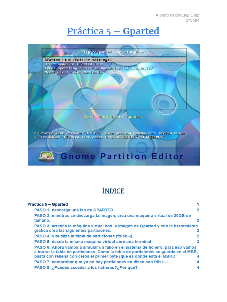 Práctica 5 - Gparted-Alberto | PDF | Compatibles con PC Ibm | Hardware ...