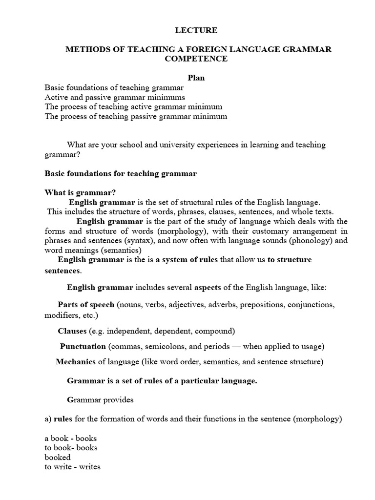 Teaching Grammar | PDF | Word | English Grammar