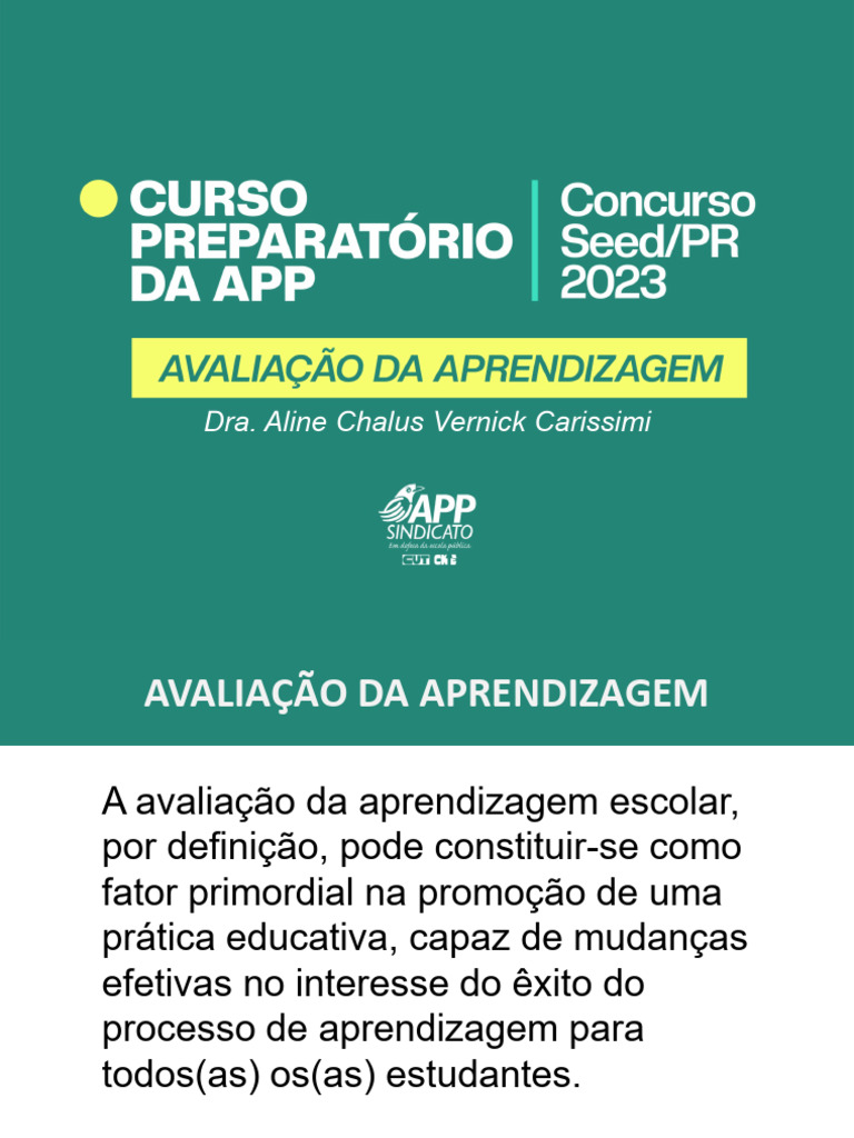 Avaliação da Aprendizagem Escolar | PDF | Aprendizado | Pedagogia