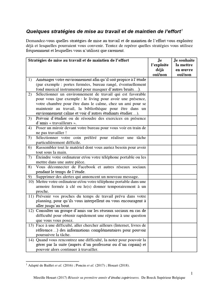 Stratégies pour réussir en études supérieures | PDF