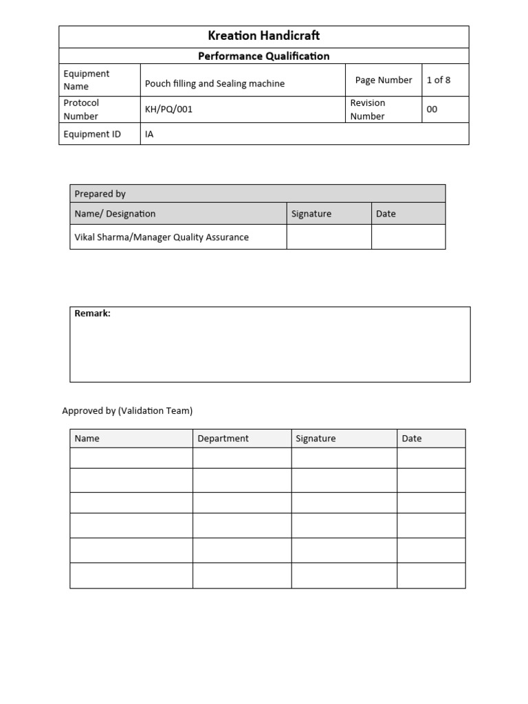 Pouch Filling Machine Qualification Report | PDF | Verification And ...