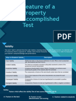 Features of Property Accomplished Test