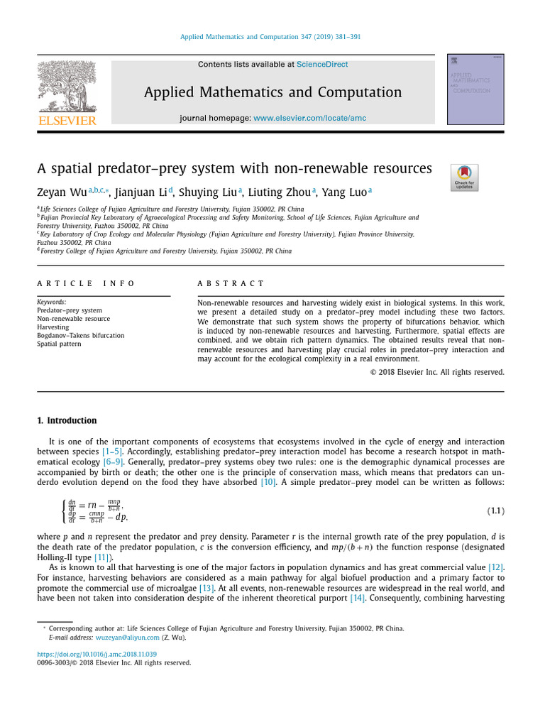 1 s2.0 S0096300318310130 Main | PDF | Ecology | Applied Mathematics