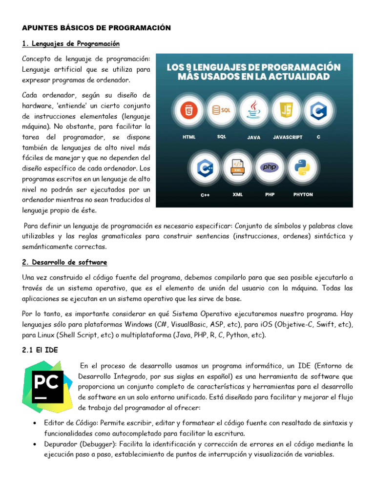 Apuntes de Programación Básica | PDF | Programación | Programa de ...