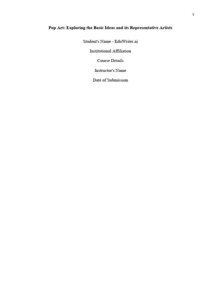 Pop art basic ideas and its representatives pdf the arts