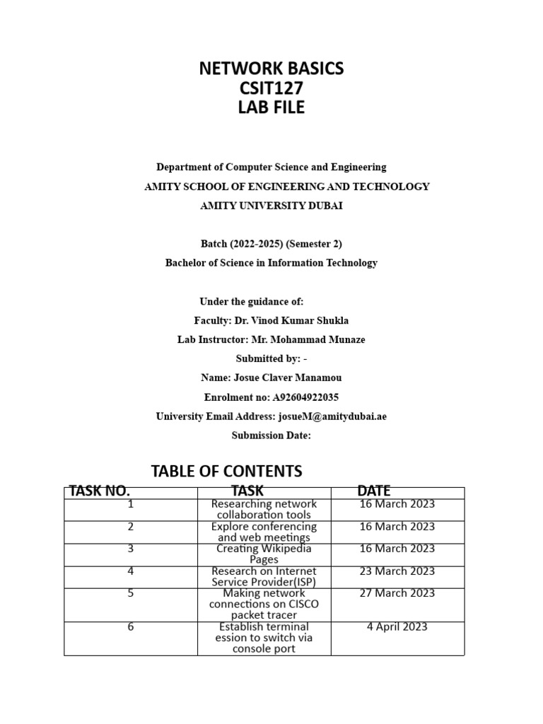 Network Basics Lab Manual Overview | PDF | Computer Network | Domain ...
