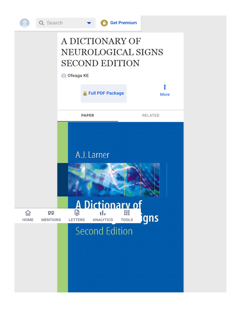 A Dictionary of Neurological Signs Second Edition - Ofeaga Ke ...