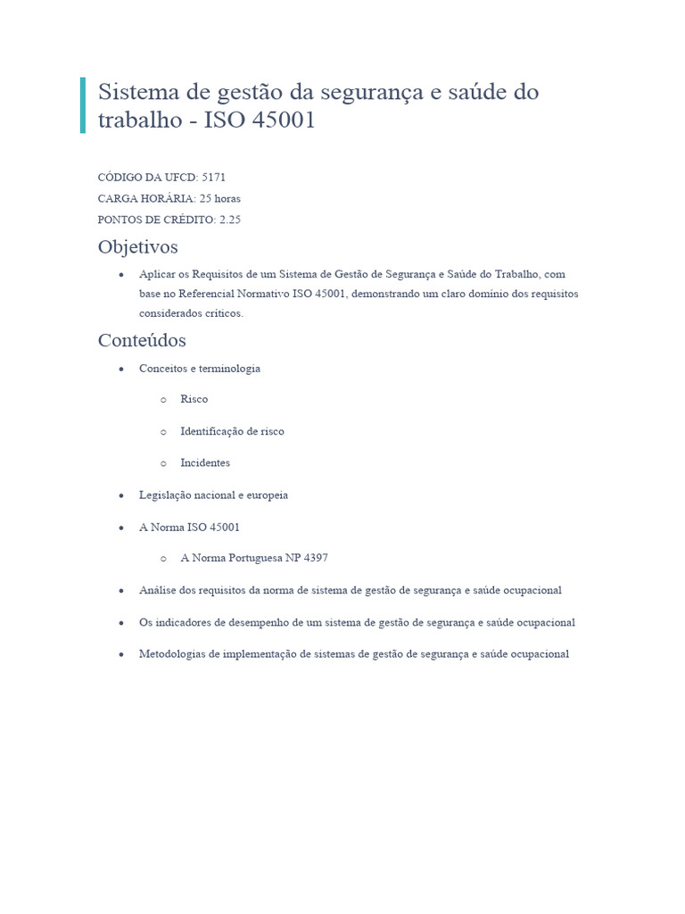 Gestão de Segurança e Saúde - ISO 45001 | PDF