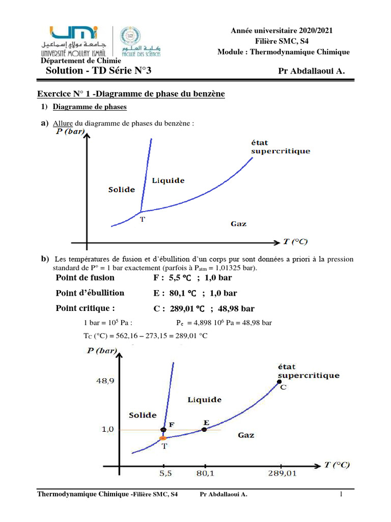Diagramme de phase du benzène | PDF | Diagramme de phase | Phase ...