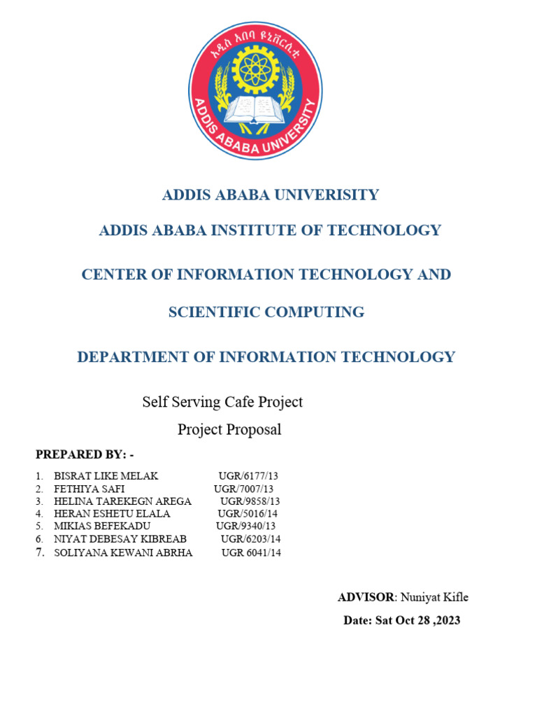 Self Serving Cafe Project Proposal | PDF | Unit Testing | Restaurants