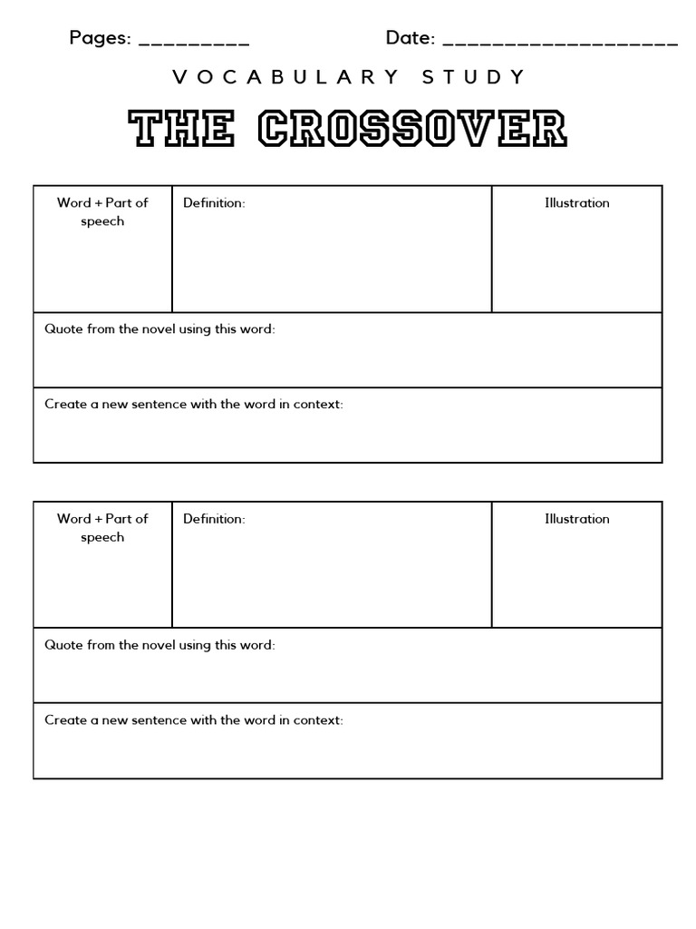 The Crossover Vocabulary Study Long PDF