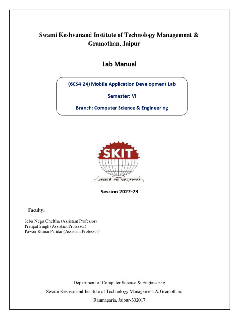 Mobile App Development Lab Manual | PDF | Android (Operating System ...