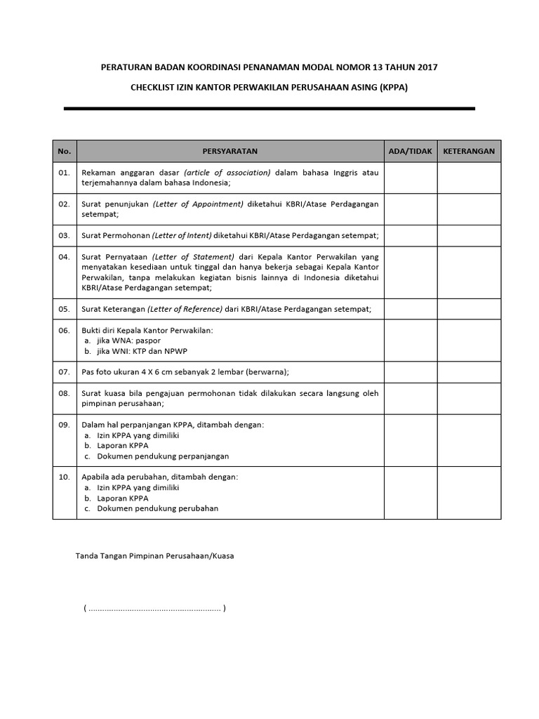 Checklist KPPA | PDF | Hukum