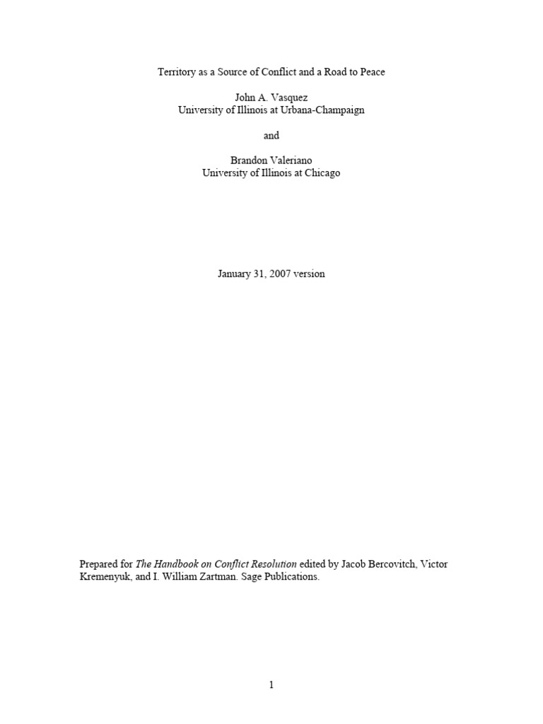 Territory's Role in Conflict and Peace | PDF | Conflict Resolution | Peace