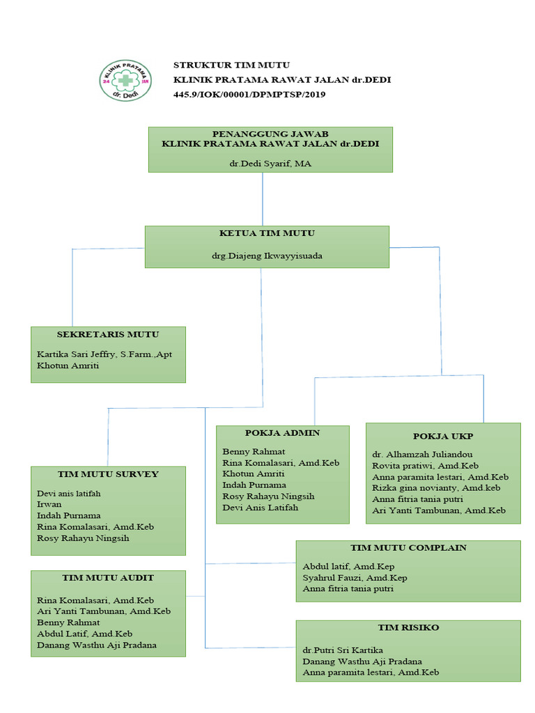 Struktur Tim Mutu Klinik Pratama | PDF