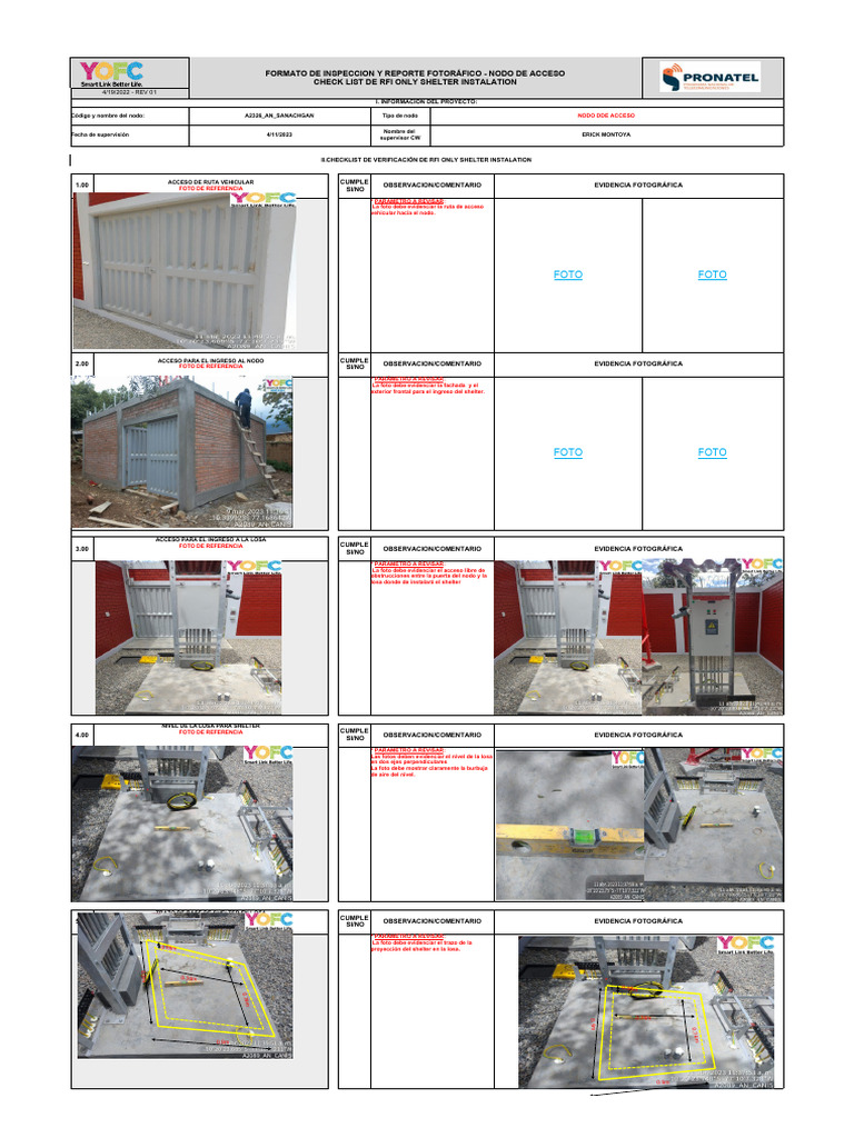 Inspección RFI Shelter: Checklist y Fotos | PDF | Electricidad ...