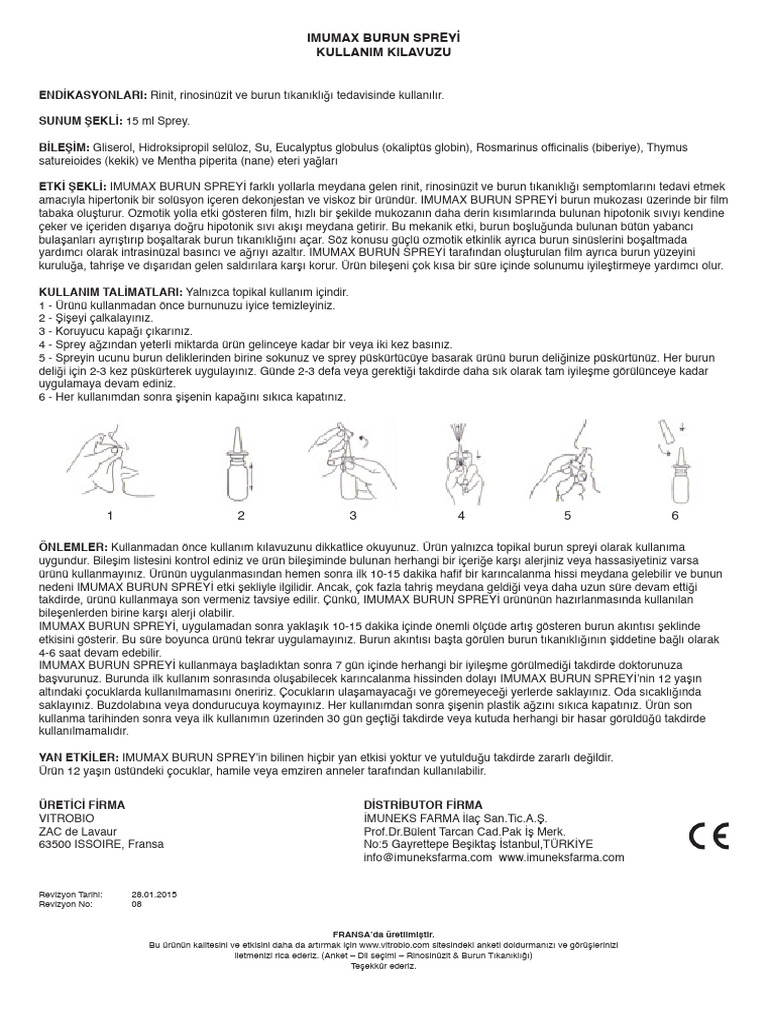 Imumax Burun Spreyi Kullanim Kilavuzu | PDF