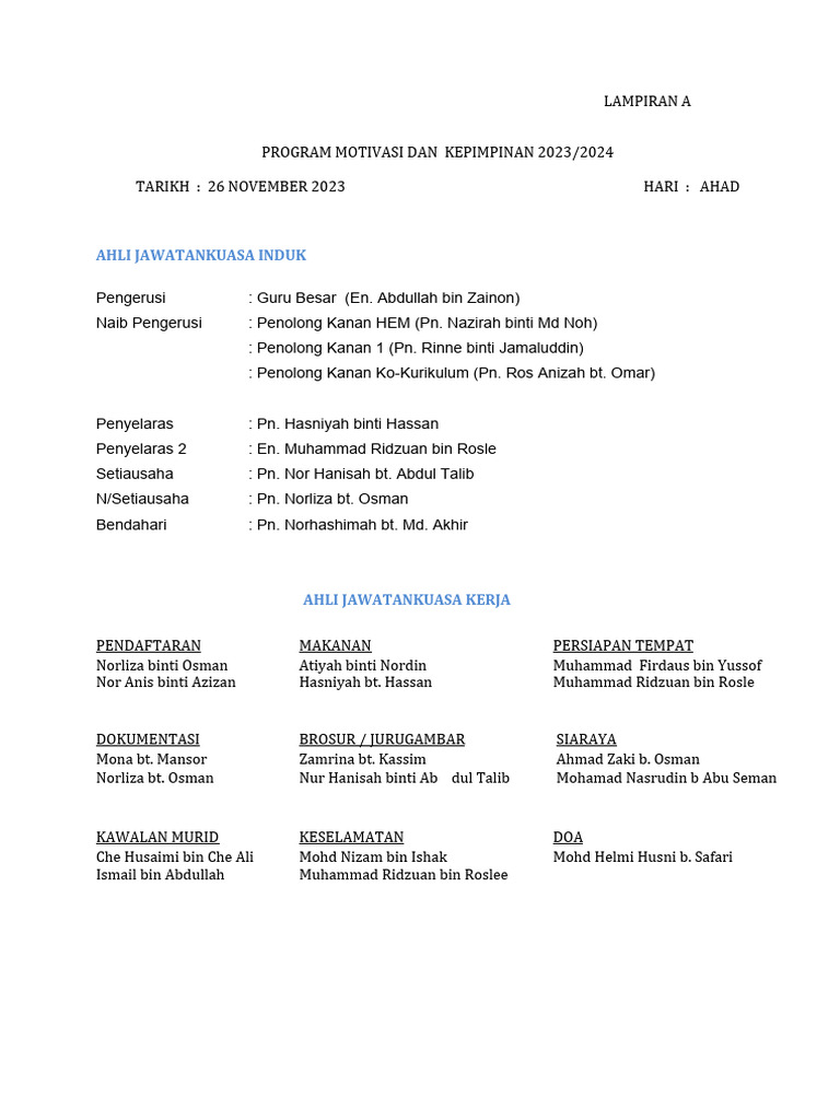 2023 Tentatif Program Motivasi | PDF