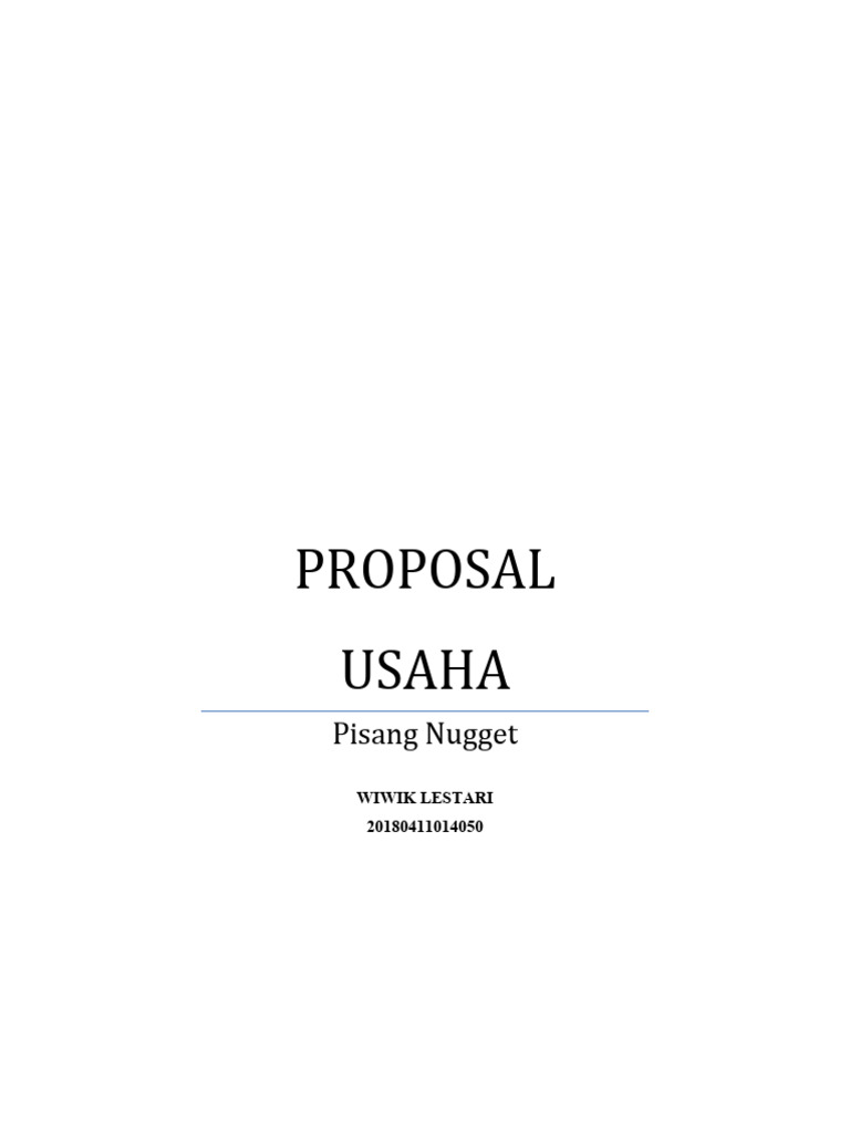Proposal Usaha Pisang Nugget Pdf Bisnis