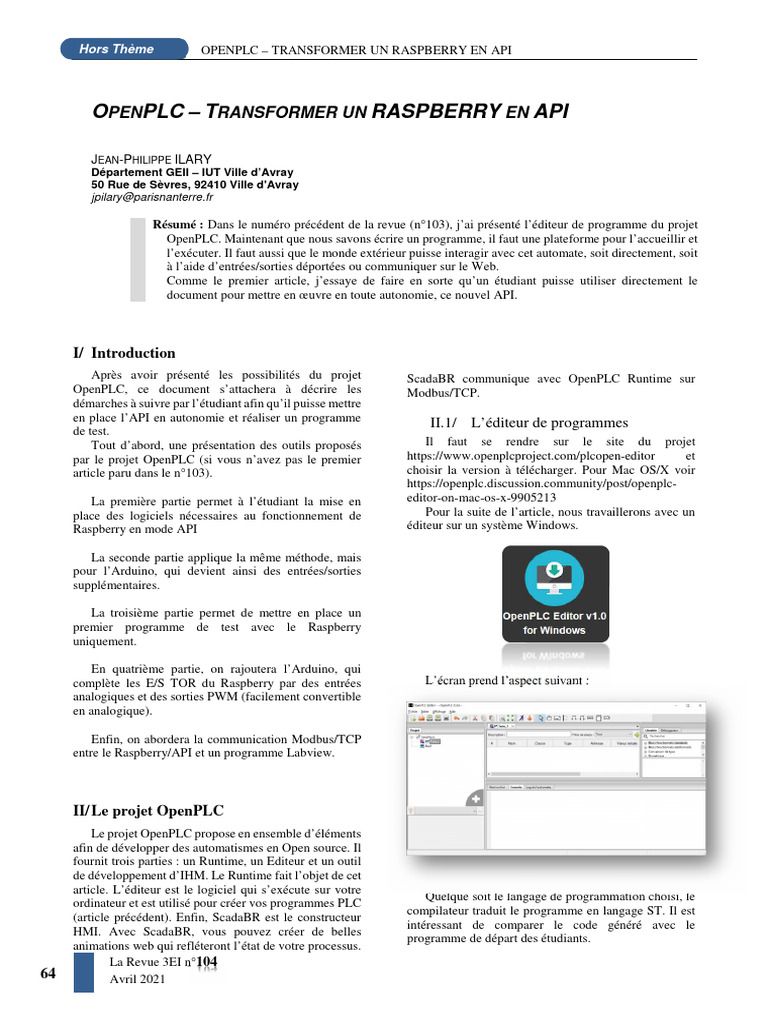 OpenPLC : Raspberry comme API | PDF | Tarte aux framboises | Programmation