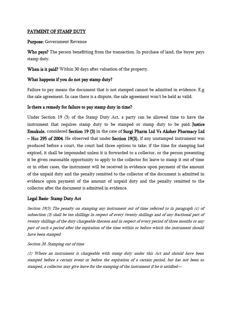 Payment of Stamp Duty in Kenya PDF Receipt Justice