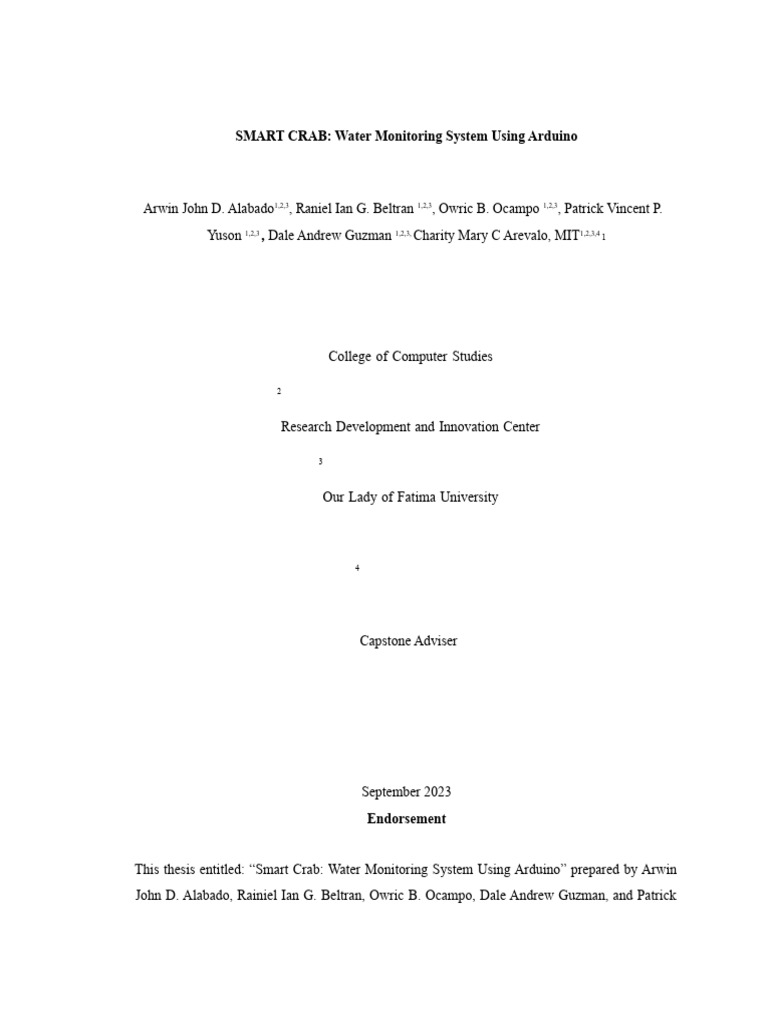 On Of Smart Crab Water Monitoring System Using Arduino Download Free 