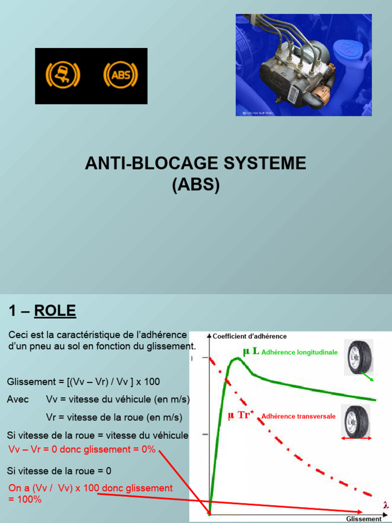 Système de freinage ABS et adhérence | PDF | Système anti-blocage des ...