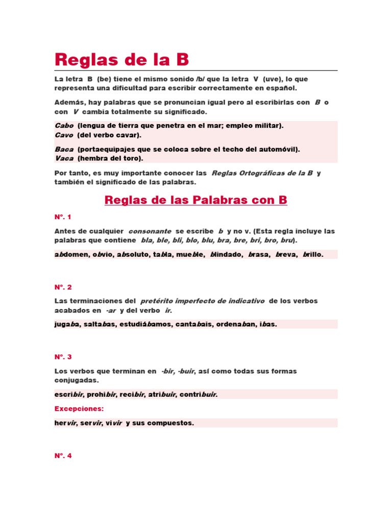 Reglas del Uso de la B y V | PDF | Verbo | Lingüística