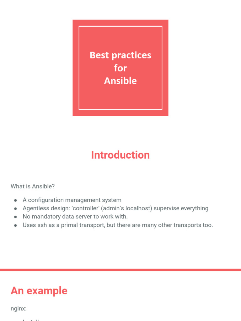 Ansible Best Practices Guide | PDF | Control Flow | Databases