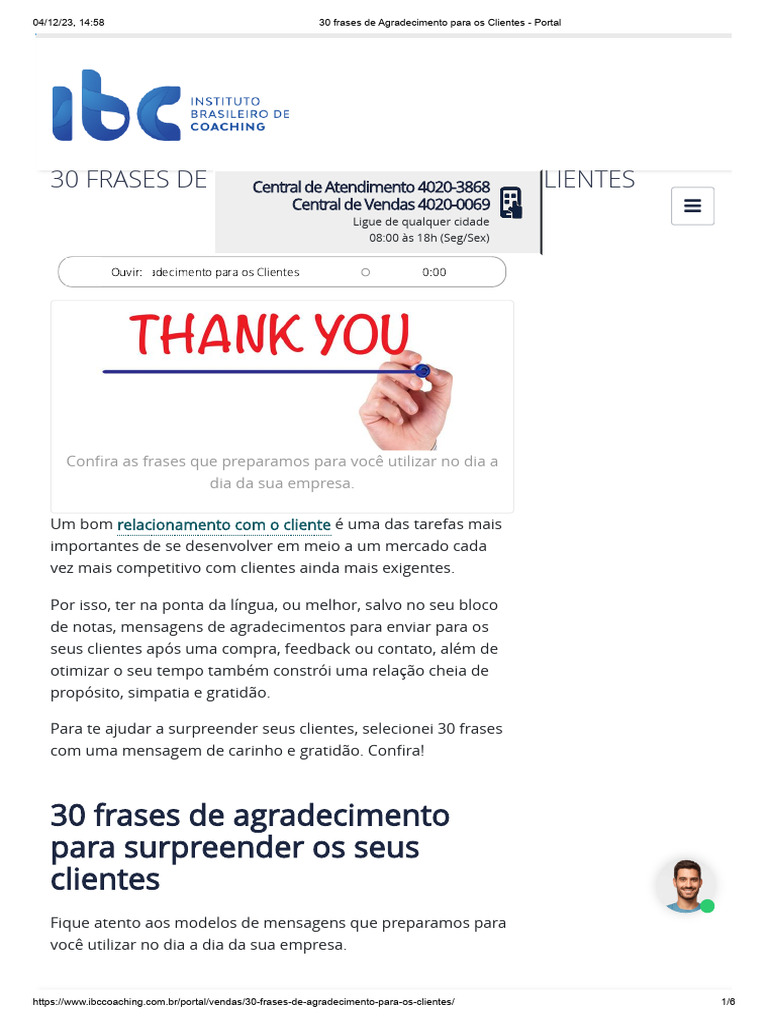 Frases de Agradecimento para Clientes | PDF | Prazer